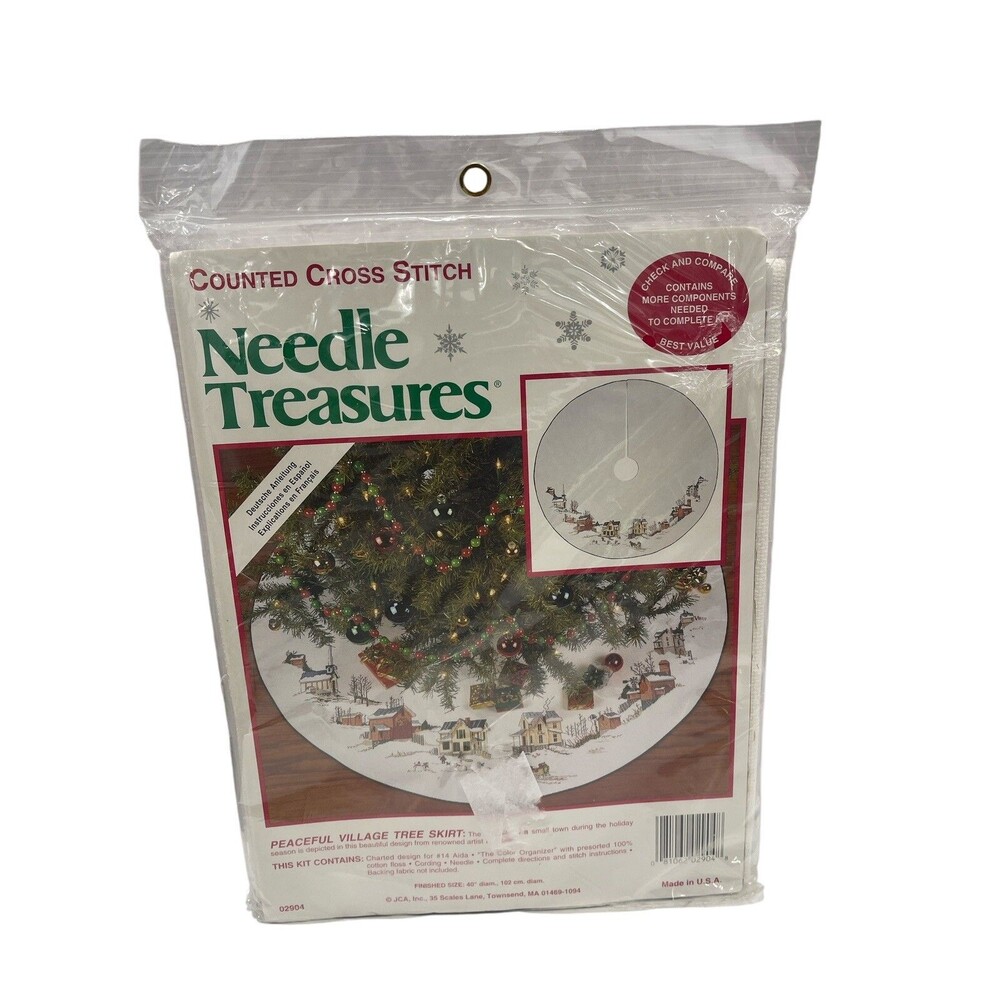 Needle Treasures 02904 Cross Stitch Peaceful Village Tree Skirt Kit New Sealed